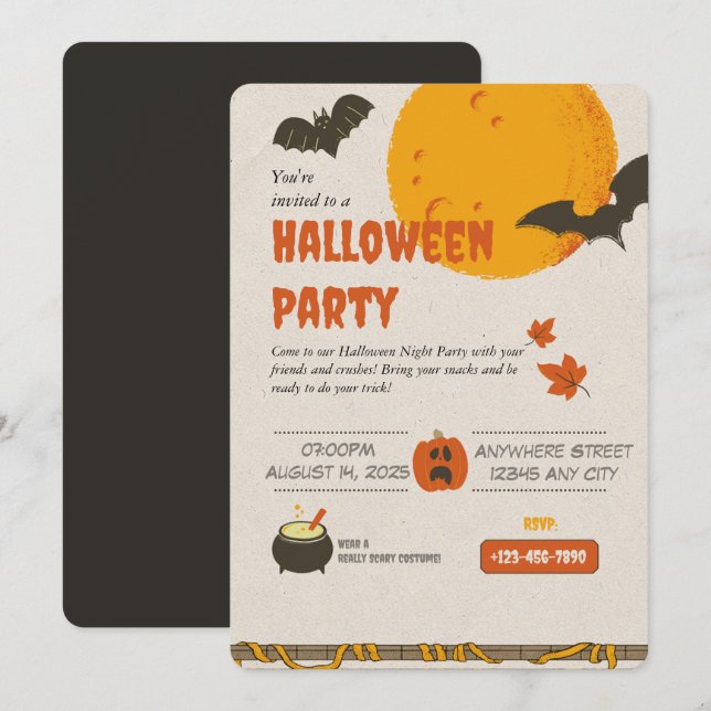 Spooky Things Halloween Party Invitation (Front/Back)