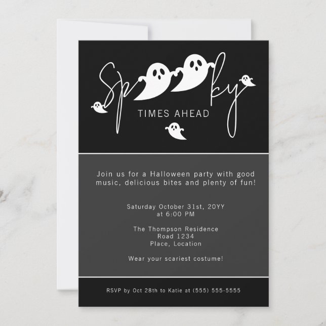 Spooky Times Ahead Ghosts Halloween Party Invitation (Front)