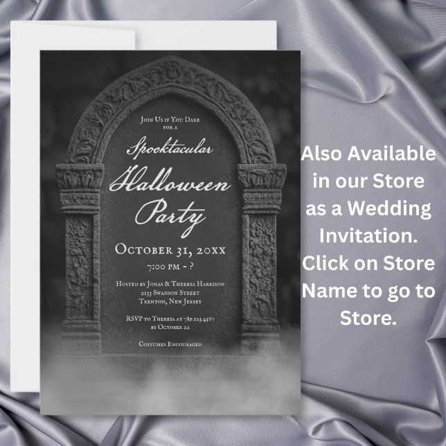 Spooky Tombstone & Fog Halloween Party Invitation (Creator Uploaded)