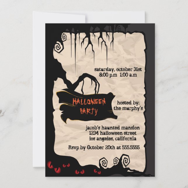 Spooky Tree - Halloween party invitation (Front)