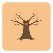 Spooky Tree Wearing A Face Mask Sticker