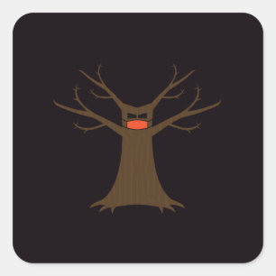 Spooky Tree Wearing A Face Mask Sticker