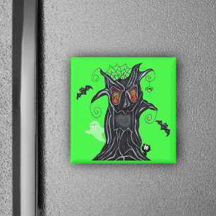 Spooky Tree With Halloween Friends Magnet