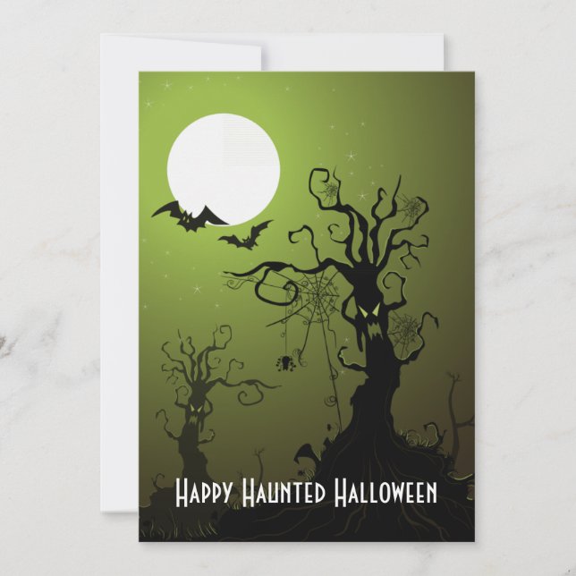 Spooky Trees Bats Spiders Full Moon Halloween Invitation (Front)