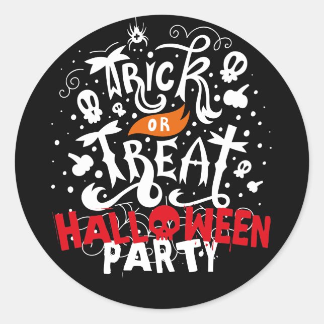 Spooky Trick or Treat Halloween Party Favour Classic Round Sticker (Front)