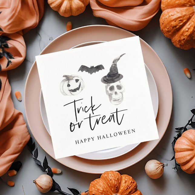 Spooky Trick or Treat | Halloween Party  Napkin (Creator Uploaded)