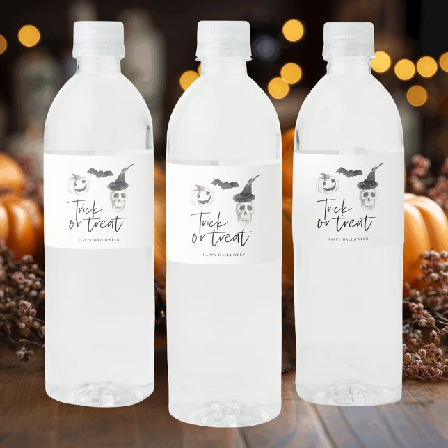 Spooky Trick or Treat | Halloween Party  Water Bottle Label (Creator Uploaded)