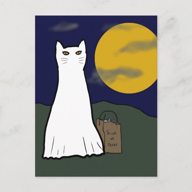 Spooky Trick or Treat Kitty Postcard (Front)