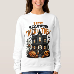 Spooky trick or treat night at a haunted house sweatshirt