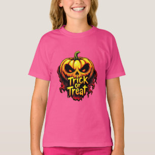 Spooky "Trick or Treat" Pumpkin Halloween Art T-Shirt