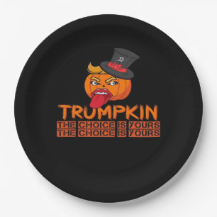 Spooky Trumpkin Halloween Top Hat & Tongue Out– Is Paper Plate