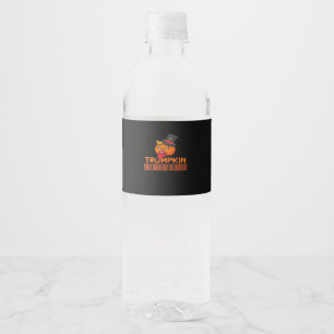 Spooky Trumpkin Halloween Top Hat & Tongue Out– Is Water Bottle Label