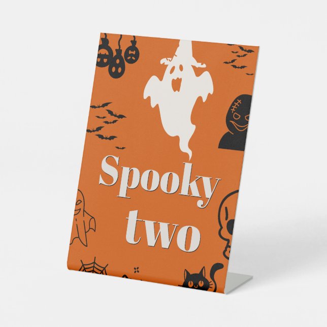 Spooky Two Birthday  Pedestal Sign (Front)