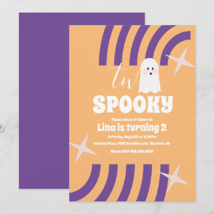 Spooky Two Groovy Halloween Ghost Party   Invitation