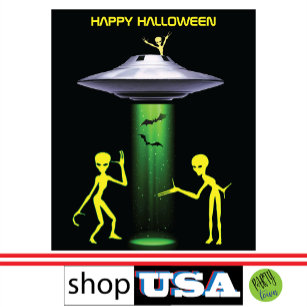 Spooky UFO Strange Alien Spacecraft Halloween  Tapestry