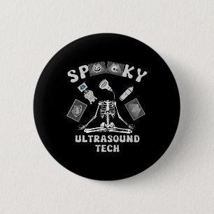 Spooky Ultrasound Tech Skeleton Halloween Costume 6 Cm Round Badge