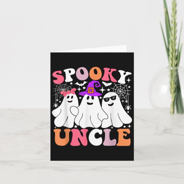 Spooky Uncle Funny Ghost Halloween Costume  Card (Front)