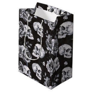 Spooky Valentine Skull and Roses Medium Gift Bag