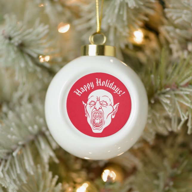 Spooky Vampire Horror Dracula Ceramic Ball Christmas Ornament (Tree)