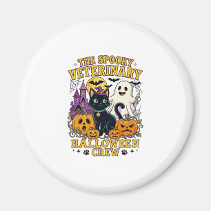 Spooky Veterinary Halloween Crew Black Cat Ghost P Magnet