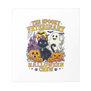Spooky Veterinary Halloween Crew Black Cat Ghost P Notepad