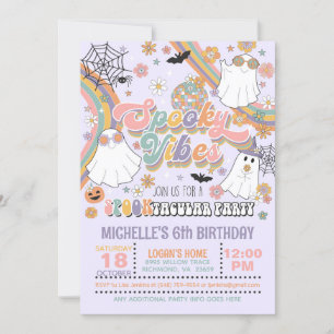 Spooky Vibes Birthday Invitation - Girl (Purple)