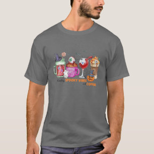 Spooky Vibes Coffee Pumpkin Halloween Thanksgiving T-Shirt