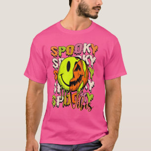 Spooky Vibes Dripping Creepy Smile Face Pumpkin Ha T-Shirt