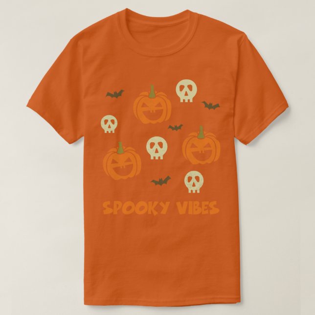 Spooky Vibes Funny Halloween Tee Scary Party Gift  (Design Front)