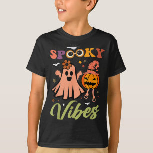 Spooky Vibes Ghost And Pumpkin Halloween Funny T-Shirt