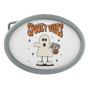 Spooky vibes ghost belt buckle