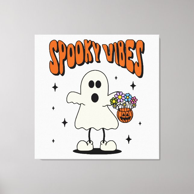 Spooky vibes ghost canvas print (Front)