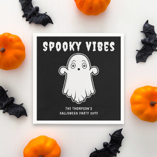 Spooky Vibes Ghost Halloween Black And White Napkin