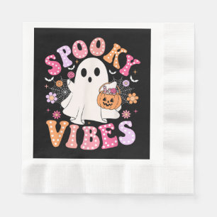 Spooky Vibes Ghost Retro Groovy Halloween Napkin