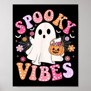 Spooky Vibes Ghost Retro Groovy Halloween Poster
