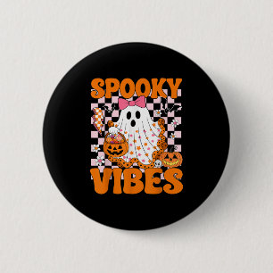 Spooky Vibes Ghost Retro Groovy Halloween Women Gi 6 Cm Round Badge