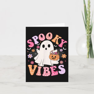 Spooky Vibes Ghost Retro Groovy Halloween Women Gi Card