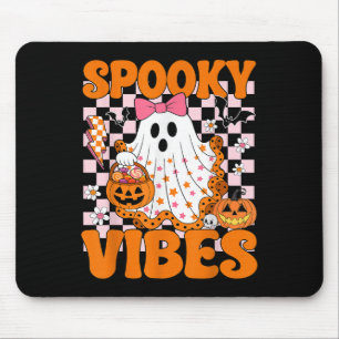 Spooky Vibes Ghost Retro Groovy Halloween Women Gi Mouse Pad