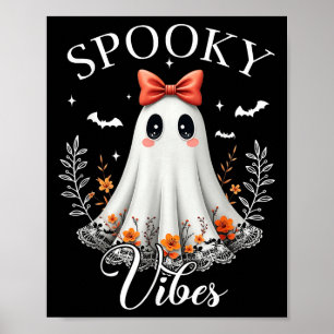 Spooky Vibes Ghost Retro Groovy Halloween Women Gi Poster
