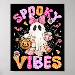 Spooky Vibes Ghost Retro Groovy Halloween Women Gi Poster