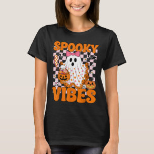 Spooky Vibes Ghost Retro Groovy Halloween Women Gi T-Shirt