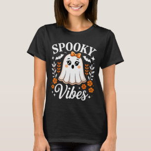 Spooky Vibes Ghost Retro Groovy Halloween Women Gi T-Shirt