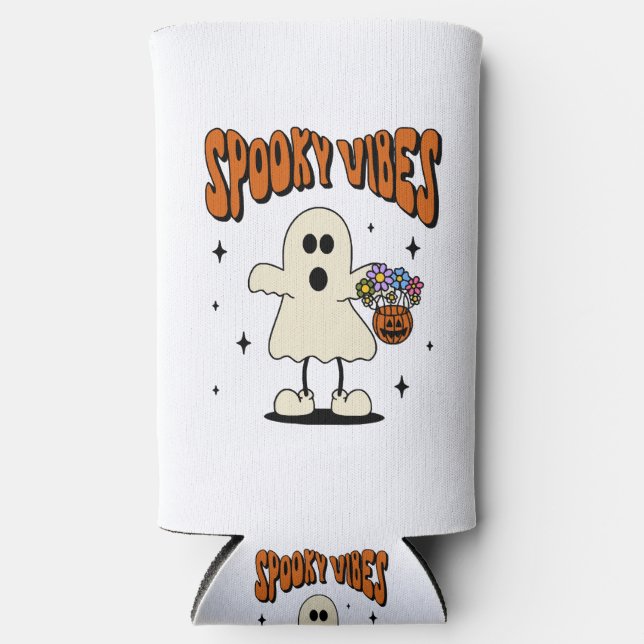Spooky vibes ghost seltzer can cooler (Front)