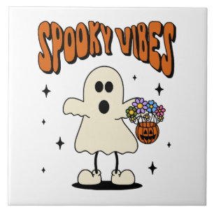 Spooky vibes ghost tile