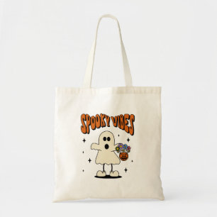 Spooky vibes ghost tote bag