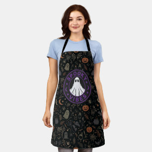 Spooky Vibes Halloween Ghost All Over Print Apron