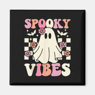 Spooky Vibes Halloween Ghost Costume Retro Groovy  Magnet