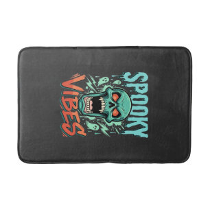 Spooky Vibes Halloween Ghost Skull Design_1 Bath Mat
