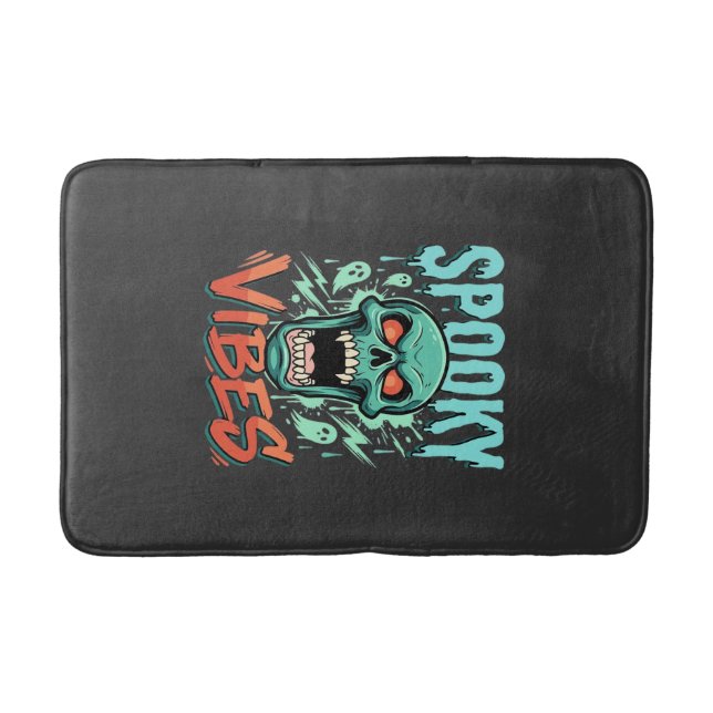 Spooky Vibes Halloween Ghost Skull Design_1 Bath Mat (Front)