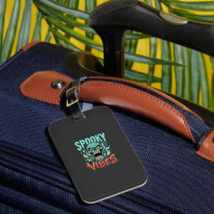 Spooky Vibes Halloween Ghost Skull Design_1 Luggage Tag